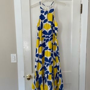 LOFT lemon print midi dress